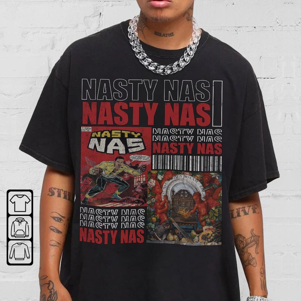 Nasty Nas Streetwear Gifts Shirt Hip Hop 90s Vintage Retro Graphic Tee Comic Rap T-Shirt