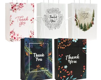 Medium Thank You Gift Bags for Small Business (M Size,75PCS) 8"x4"x10" Thank You Paper Bags, Black Gift Bags Medium Size, Goodie Bags