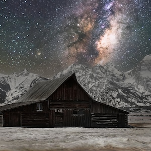 Milky Way Photo Over Grand Tetons, Jackson Hole, Wyoming | Yellowstone | Night Sky Photography | Starry Landscape Print | Wall Art