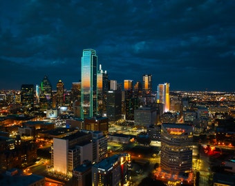Dallas Skyline Night Photo Print - Texas Cityscape Wall Art