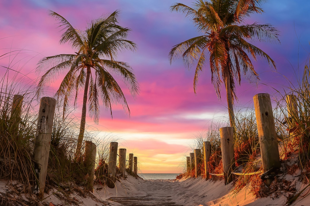 Beach Sunrise Photo Florida Beach Landscape Print Coastal Wall - Technical View