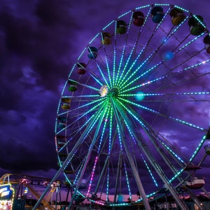 Ferris wheel print carnival art | wall decor photography prints | Erie County Fair Ferris wheel | Fair storm photo | Fair photography prints