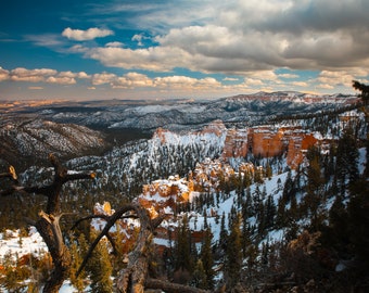 Utah Winter Red Rocks Photo Print - Rustic Desert Landscape Wall Art - Nature Photography - Tranquil Winter Scenery Decor - Bryce Canyon