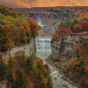 Letchworth State Park - Letchworth Waterfall - Letchworth fall foillage- Letchworth State Park in New York State- Canvas/Print/Acrylic/Metal