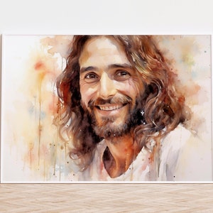 Laughing Christ Christ's Embrace Jesus Picture Jesus Painting Jesus Art Christ's Smile Jesus Watercolor Jesus Wall Art Xmas Jesus Gift Jesus
