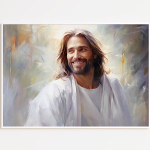 Laughing Christ Christ's Embrace Jesus Picture Jesus Painting Jesus Art Christ's Smile Jesus Watercolor Jesus Wall Art Xmas Jesus Gift Jesus