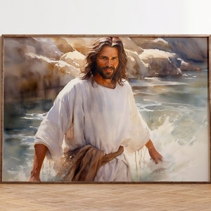 Jesus Christ Watercolor Portrait: Christian Religious Wall Art Poster