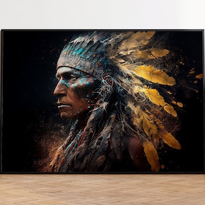 Mohawk Native American, Cherokee Indian, Mohawk Indian, Comanche kunst, Mohawk stam, Cherokee Chief Print, Native American Art, Indiase decor