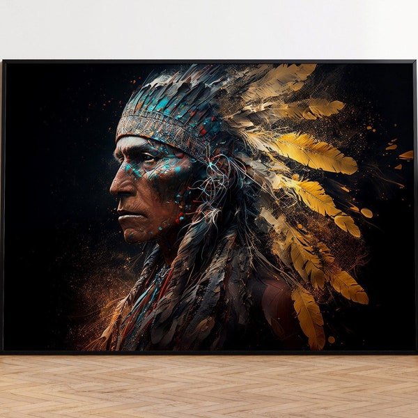 Amérindien Mohawk, Indien Cherokee, Indien Mohawk, Art Comanche, Tribu Mohawk, Impression en chef Cherokee, Art amérindien, Décor indien