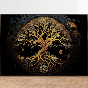 Yggdrasil Poster, Yggdrasil Wall Art, Yggdrasil Print, Yggdrasil Tree, Viking Poster, Mythology Wall Decor, Viking Gifts, Tor Viking, Odin