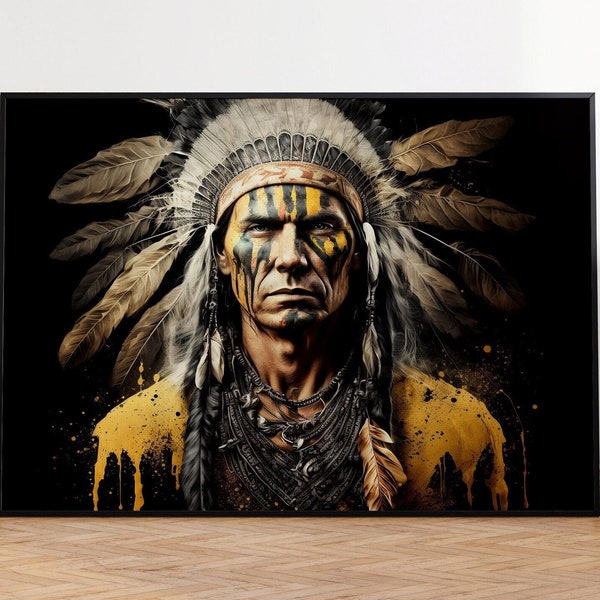 Mohawk Native American, Cherokee Indian, Mohawk Indian, Comanche Art, Mohawk Tribe, Cherokee Chief Print, Native American Art, Indian Decor