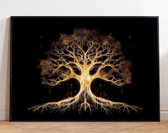 Yggdrasil Print Yggdrasil Wall Art Yggdrasil Poster Yggdrasil Tree Viking Poster Mythology Wall Decor Viking Gifts Viking Drawings Odin