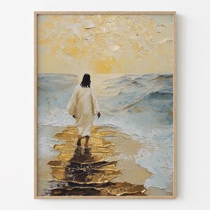 Jesus Walks on Water DIGITAL DOWNLOAD, Watercolor Wall Art, Modern Jesus Bible Printable Wall Art, Digital Print Art, Bible Christian Gift