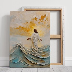 Jesus Walks on Water DIGITAL DOWNLOAD, Watercolor Wall Art, Modern Jesus Bible Printable Wall Art, Digital Print Art, Bible Christian Gift