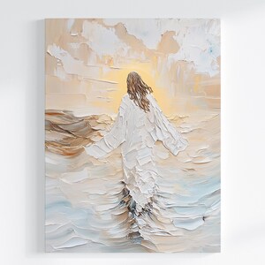 Jesus Walks on Water DIGITAL DOWNLOAD, Watercolor Wall Art, Modern Jesus Bible Printable Wall Art, Digital Print Art, Bible Christian Gift