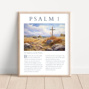 Psalm 1 Wall Art, Psalm 1 Print, Bible Verse Poster, Christian Printable Wall Decor, The 1st Psalm, Vintage Scripture Bible Verse Print