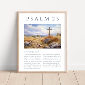 Psalm 23 Wall Art, Psalm 23, Vintage Scripture Bible Verse Print, The Lord Is My Shepherd Bible Verse Poster, Christian Printable Wall Decor
