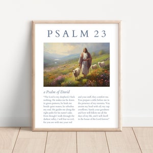 Psalm 23 Wall Art, Psalm 23, Vintage Scripture Bible Verse Print, The Lord Is My Shepherd Bible Verse Poster, Christian Printable Wall Decor