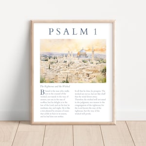 Psalm 1 Wall Art, Psalm 1 Print, Bible Verse Poster, Christian Printable Wall Decor, The 1st Psalm, Vintage Scripture Bible Verse Print