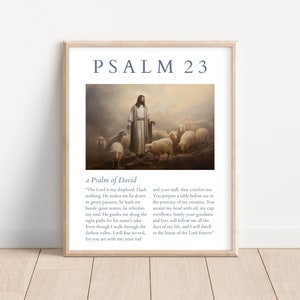 Psalm 23 Wall Art, Psalm 23, Vintage Scripture Bible Verse Print, The Lord Is My Shepherd Bible Verse Poster, Christian Printable Wall Decor