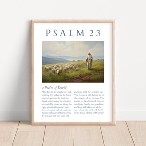 Psalm 23 Wall Art, Psalm 23, Vintage Scripture Bible Verse Print, The Lord Is My Shepherd Bible Verse Poster, Christian Printable Wall Decor