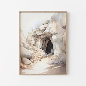 The Tomb is Empty, He is Risen, Jesus Christ, Christian Art Printable, Entry Wall Decor, Living Room Art, Bible Art, MULTIPLE FRAME SIZES