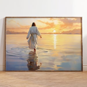 Jesus Walking on Water Watercolor Art Print - Christian Wall Art (Digital Download)