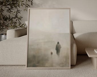 Jesus Leaves The 99 Print – Good Shepherd Watercolor Art, Christian Wall Decor, Faith-Inspired Printable (Digital Download)