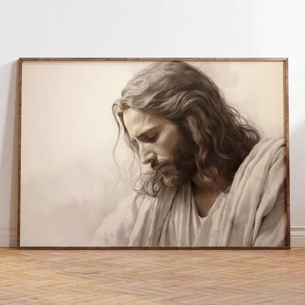 Jesus Painting Jesus Picture Laughing Christ Christ's Embrace Jesus Art Christian Wall Art Christ's Smile Jesus Watercolor Xmas Jesus Gift