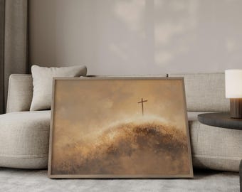 Christian Wall Art, The Cross Print, Religious Home Decor Prints, Jesus Poster, Jesus Painting, Christian Gift, Digital Download