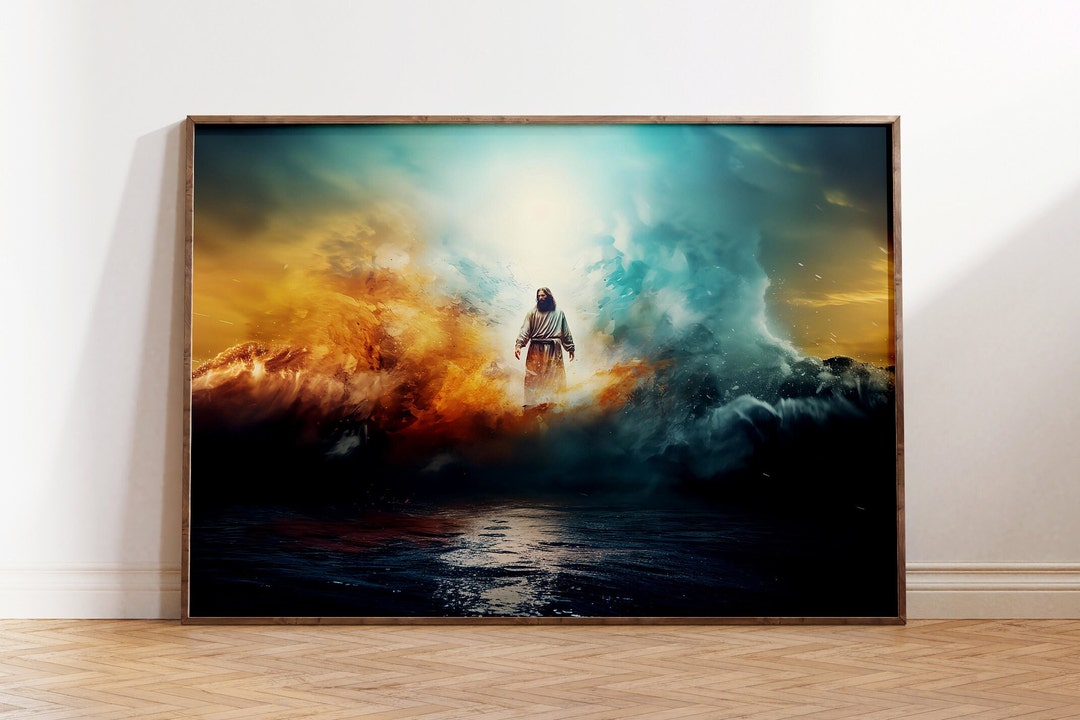 Jesus Walking on Water, Jesus Picture, Jesus Painting, Jesus Art