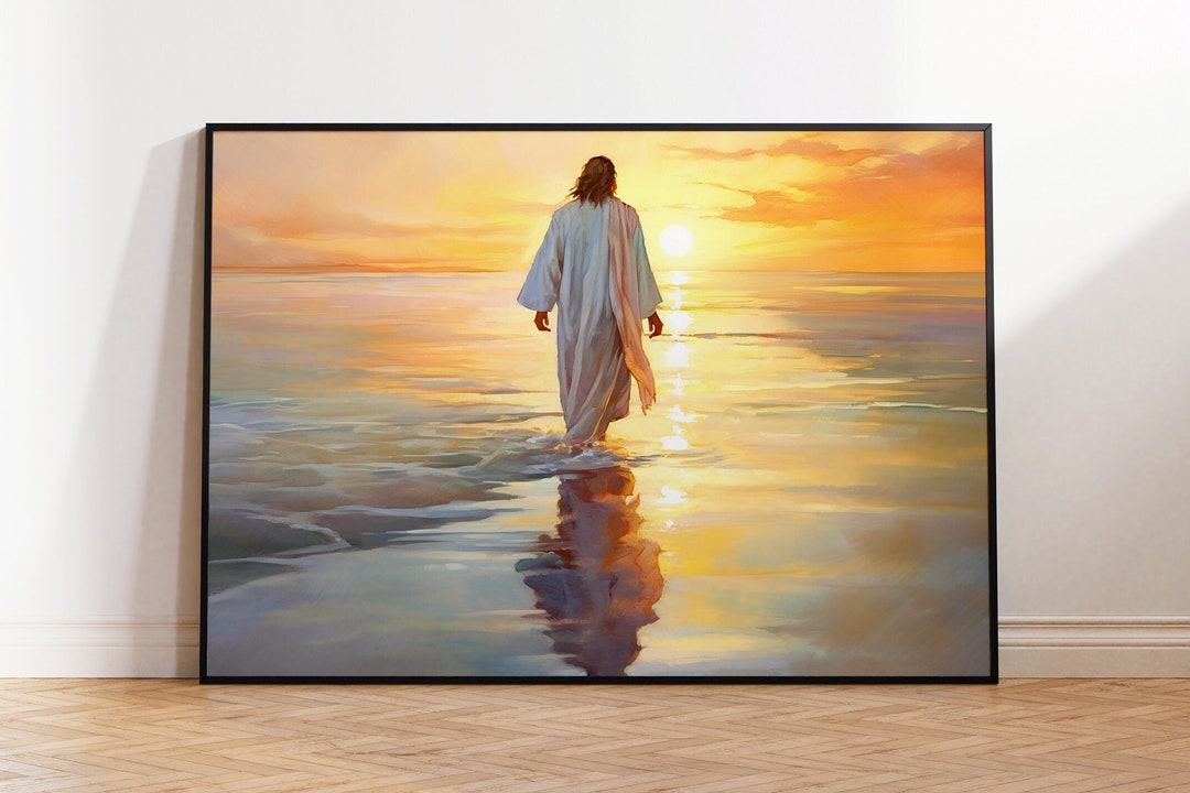 Jesus Walking on Water, Modern Christian Wall Art, Jesus Painting ...