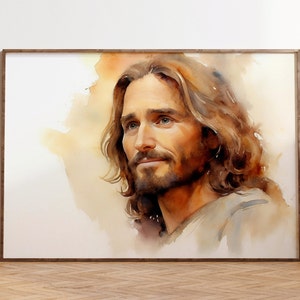Jesus Christ Watercolor Portrait: Christian Wall Art (Digital Download)