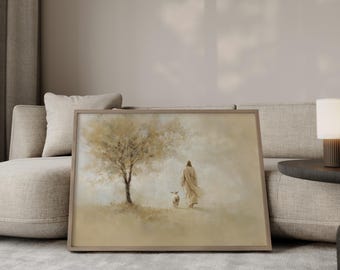 Christian Wall Art Print – Jesus Leaves the 99 | Faith Decor Gift for Home Decor | Christian Gift For Christmas
