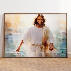Laughing Christ Christ's Embrace Jesus Picture Jesus Painting Jesus Art Christ's Smile Jesus Watercolor Jesus Wall Art Xmas Jesus Gift Jesus