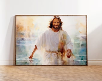 Laughing Christ Christ&#39;s Embrace Jesus Picture Jesus Painting Jesus Art Christ&#39;s Smile Jesus Watercolor Jesus Wall Art Xmas Jesus Gift Jesus