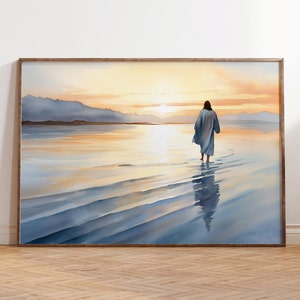 Jesus Walking on Water Watercolor Art Print (Digital Download)