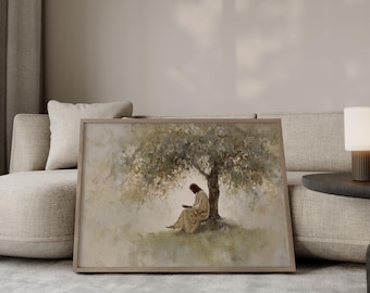 Christian Wall Art – Jesus Reading Scripture | Peaceful Faith-Inspired Decor