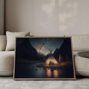 Native American Tipi Landscape Art Print