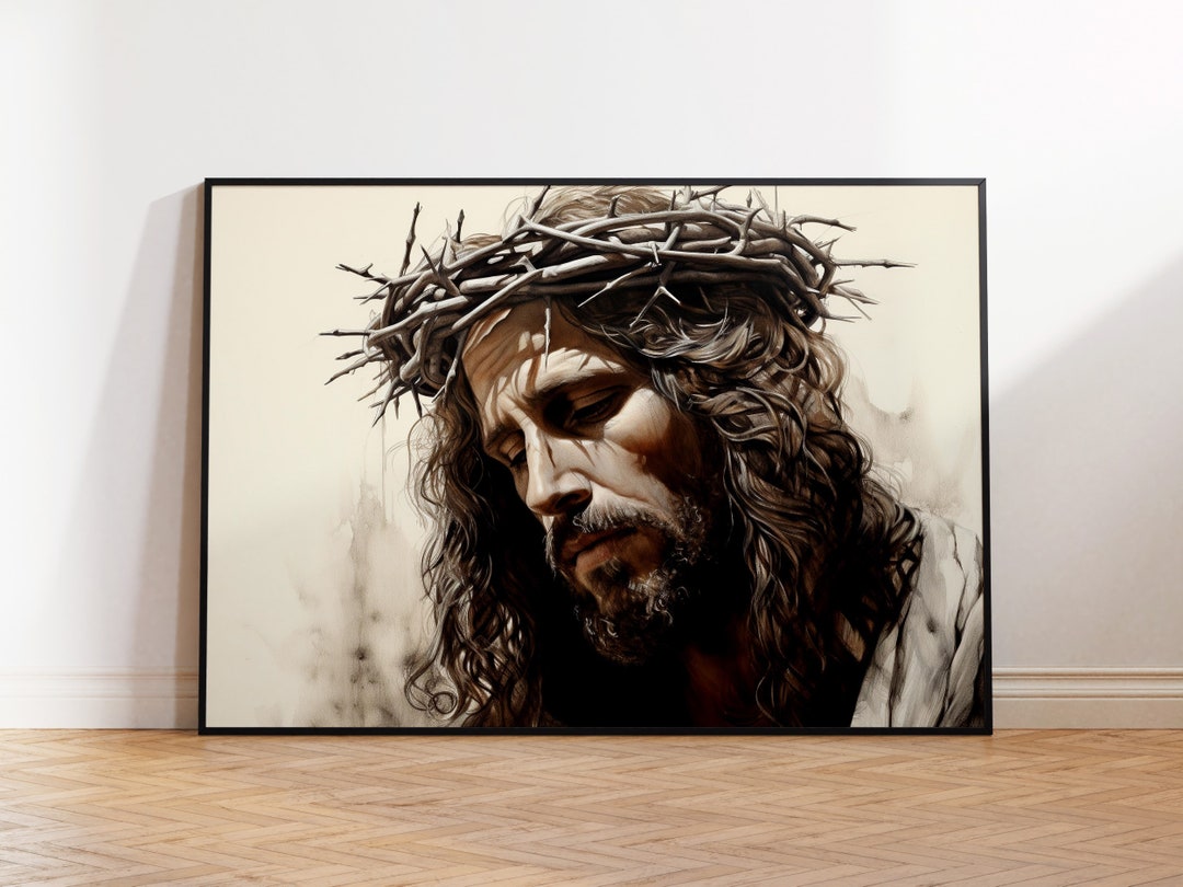 Jesus Crown of Thorns Painting Jesus Art Jesus Portrait Jesus Painting Christian Art LDS ...