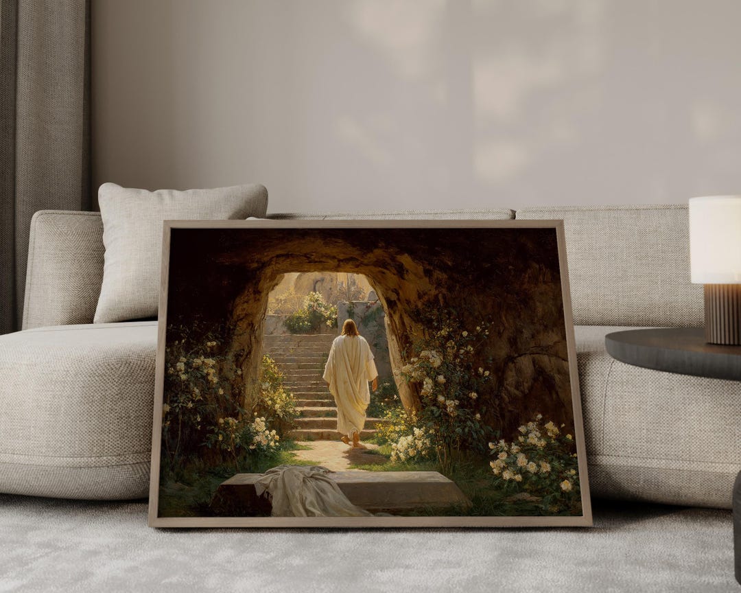 Empty Tomb Easter Art Print, He is Risen Christian Wall Decor ...