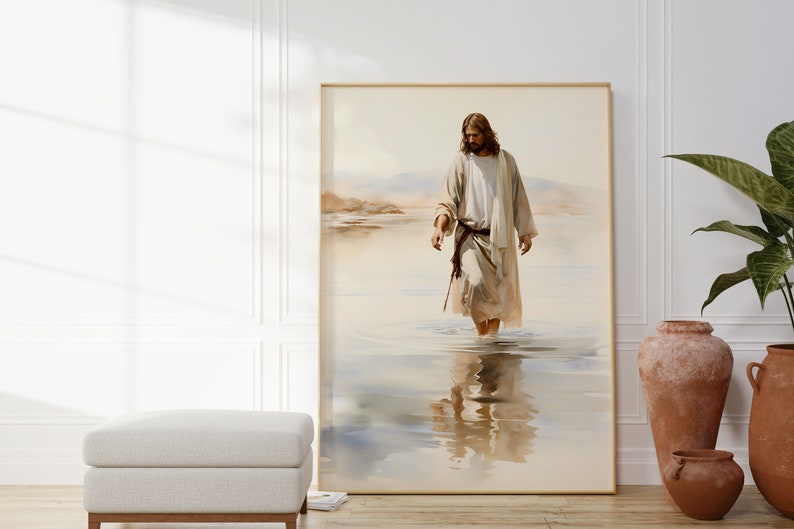 Jesus Lampe 4D LED Gemälde - Beleuchtetes Christus Bild Für Wohnzimmer Dekor