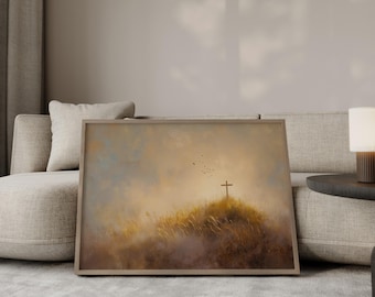 Christian Wall Art, The Cross Print, Religious Home Decor Prints, Jesus Poster, Jesus Painting, Christian Gift, Digital Download