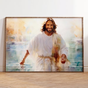 Laughing Christ Christ's Embrace Jesus Picture Jesus Painting Jesus Art Christ's Smile Jesus Watercolor Jesus Wall Art Xmas Jesus Gift Jesus