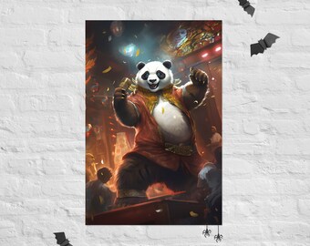 Festive Party Panda Poster - Unique art for happy moments