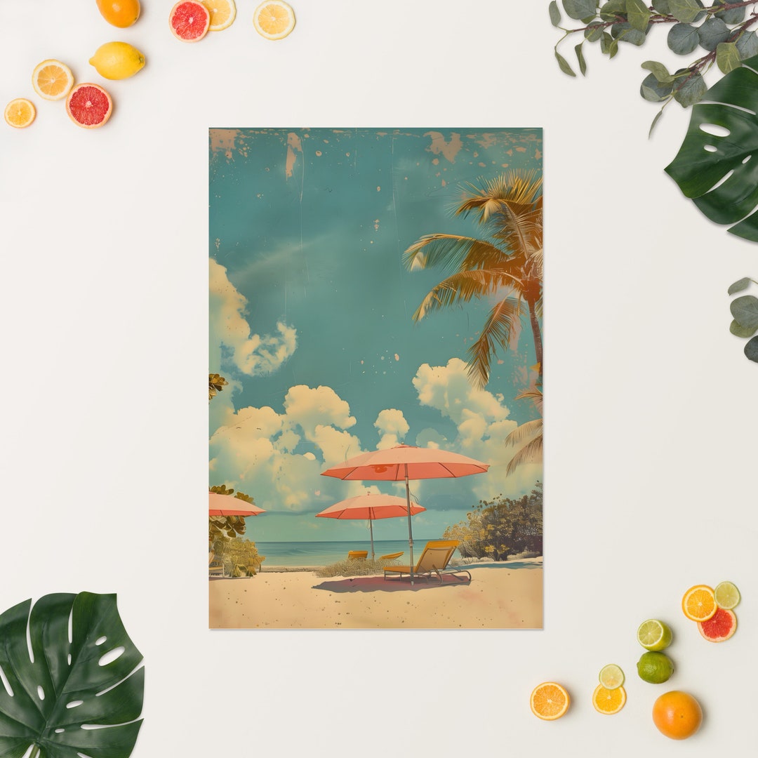classic-vintage-beach-view-poster-retro-coastal-art-etsy