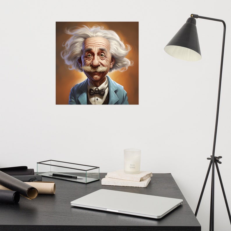 lustige-albert-einstein-karikatur-poster-wissenschaft-humor-kunst