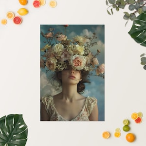 Vintage poster &quot;Summer woman with wreath of flowers&quot; - Artistic design