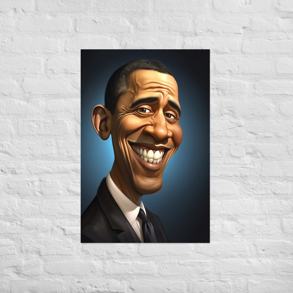 Barack Obama Funny Caricature Poster - Humorous Politics Art | Free Shipping | Different sizes