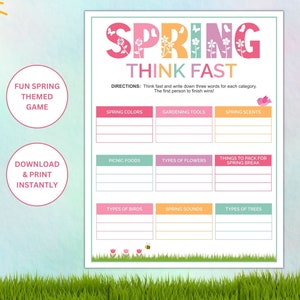 Spring Think Fast Printable Game | Spring Party Themed Game | Easy Spring Party Activity | Spring Classroom Game